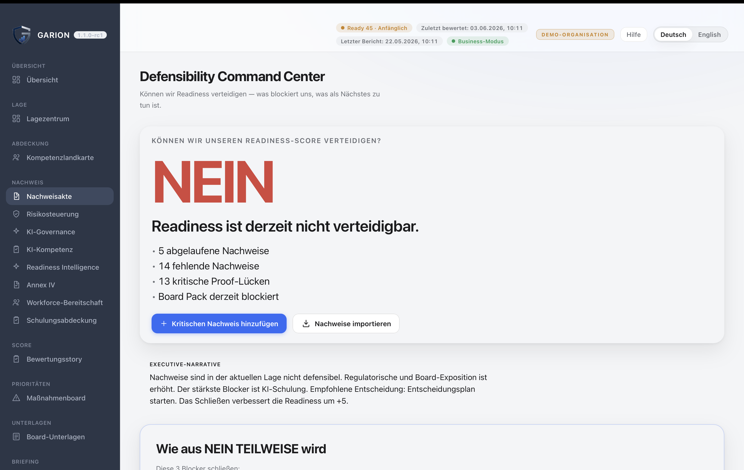 GARION Bewertungsstory &mdash; die Readiness-Reise